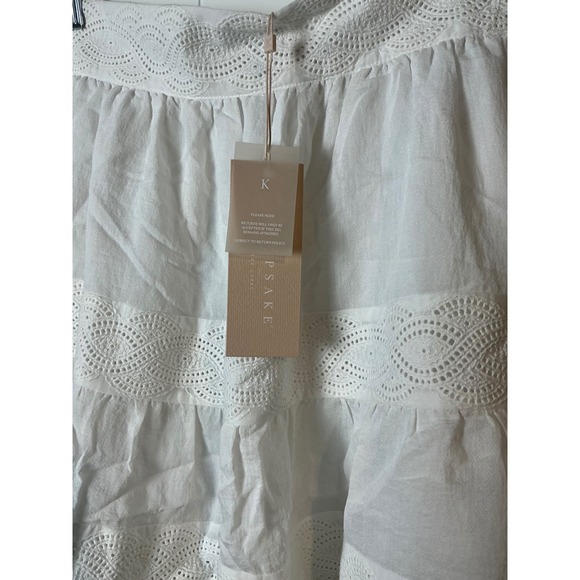 Keepsake The Label Moving On Skirt Size 10 White Tiered Eyelet Lace Midi - Picture 3 of 5
